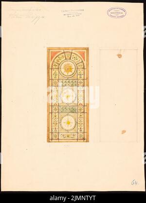 Baum Philipp (1849-1886), Panizza Wohngebäude, Mainz (1884): Treppenhaus-Fenster. Bleistift-Aquarell auf der Schachtel, 45,7 x 34,5 cm (inklusive Scan-Kanten) Baum Philipp (1849-1886): Wohnhaus Panizza, Mainz Stockfoto