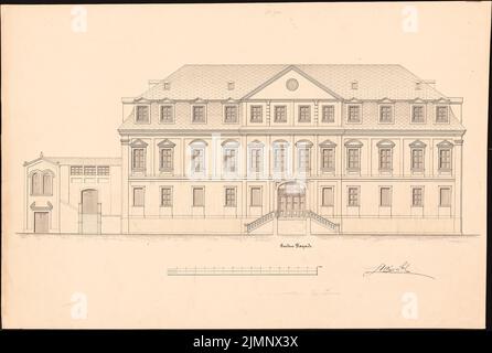 Unbekannter Architekt, Schloss Klein-Skal bei Turnau. Umbau (ohne Dat.): Riss-Gartenblick 1:75. Tusche Aquarell auf der Schachtel, 53,9 x 80 cm (einschließlich Scankanten) N.N. : Schloss Klein-Skal bei Turnau. Umbau Stockfoto