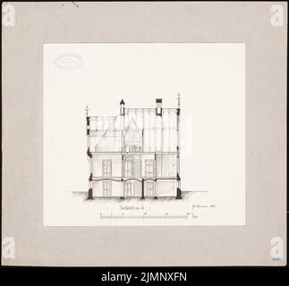 Martens Gustav Ludolf (1818-1872), Wohnhaus (1868): Cut. Tusche, Tusche farbig, Aquarell auf Karton, 43 x 46,3 cm (inklusive Scankanten) Martens Gustav Ludolf (1818-1872): Wohnhaus Stockfoto