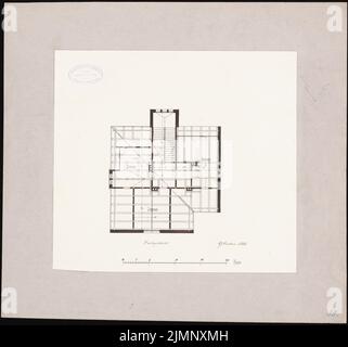 Martens Gustav Ludolf (1818-1872), Wohnhaus (1868): Grundriß Dachgeschoss. Tusche Aquarell auf der Schachtel, 43 x 46,1 cm (inklusive Scan-Kanten) Martens Gustav Ludolf (1818-1872): Wohnhaus Stockfoto