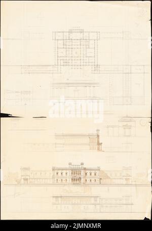 Lange Ludwig (1808-1868), königliche Villa (ohne dat.): Grundriß, Aussicht. Bleistift-Aquarell auf der Schachtel, 89,3 x 61,8 cm (inklusive Scankanten) lange Ludwig (1808-1868): Königliche Villa Stockfoto