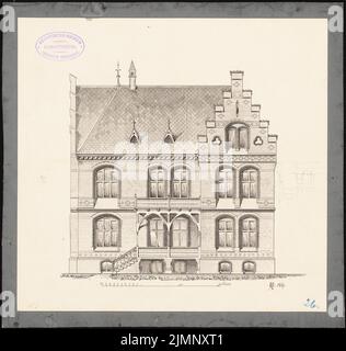 Martens Gustav Ludolf (1818-1872), Wohnhaus (1867): Oben. Tinte, Bleistift-Aquarell auf der Schachtel, 30,4 x 32,1 cm (inklusive Scankanten) Martens Gustav Ludolf (1818-1872): Wohnhaus Stockfoto