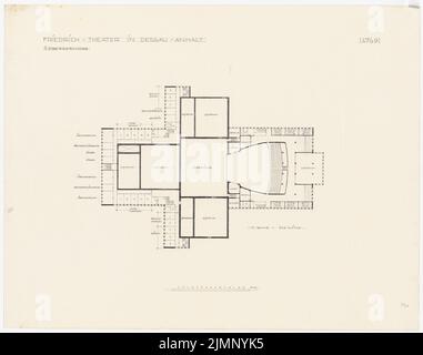 Poelzig Hans (1869-1936), Friedrich-Theater, Dessau (1935): Grundriß 1.. Bleistift auf Transparent, 71,6 x 91 cm (inklusive Scankanten) Poelzig Hans (1869-1936): Friedrich-Theater, Dessau Stockfoto