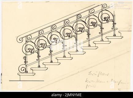 Lehmübner Paul (1855-1916), Gesundheit und Siechenhaus in Brüssow. Gültiger Ausführungsentwurf (1899-1899): Ansicht Treppengeländer. Tusche auf Transparent, 21,9 x 31,5 cm (inklusive Scankanten) Lehmstübner Paul (1855-1916): Kranken- und Siechenhaus, Brüssow. Gültiger Ausführungsentwurf Stockfoto