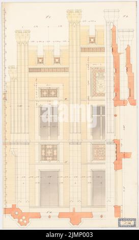 Lange Ludwig (1808-1868), Villa Reali bei Venedig (ohne DAT.): Teil der Fassade. Tusche, Tusche farbig, Aquarell auf Papier, 80,1 x 48,6 cm (inklusive Scankanten) lange Ludwig (1808-1868): Villa Reali bei Venedig Stockfoto