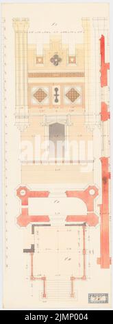 Lange Ludwig (1808-1868), Villa Reali bei Venedig (ohne DAT.): Teil der Fassade. Tusche, Tusche farbig, Aquarell auf Papier, 97,3 x 35,7 cm (inklusive Scankanten) lange Ludwig (1808-1868): Villa Reali bei Venedig Stockfoto