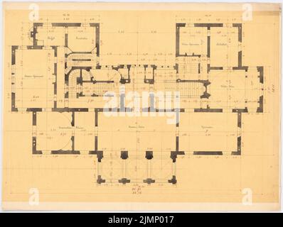 Lange Ludwig (1808-1868), Villa Reali bei Venedig (ohne DAT.): Grundriss Erdboden. Tusche, Tusche farbig, Aquarell auf Papier, auf transparent, 48,9 x 65 cm (inklusive Scankanten) lange Ludwig (1808-1868): Villa Reali bei Venedig Stockfoto