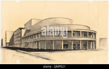 Poelzig Hans (1869-1936), Konservatorium mit Theater, Istanbul (1935): Diagramm. Kohle auf Transparent, 58,3 x 99,6 cm (inklusive Scan-Kanten) Poelzig Hans (1869-1936): Konservatorium mit Theater, Istanbul Stockfoto