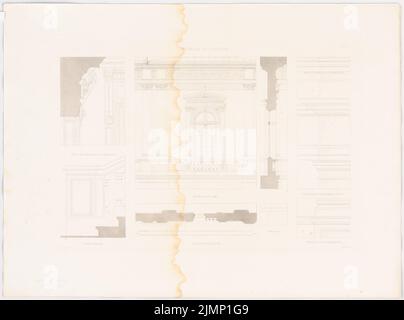 Lange Ludwig (1808-1868), Museum in Leipzig. (Aus: L. lange, Werke höherer Architektur, 1860) (1856-1856): Treppe. Druck auf Karton, 49,9 x 67,2 cm (inklusive Scankanten) lange Ludwig (1808-1868): Werke der höheren Baukunst, Darmstadt 1860. Museum, Leipzig Stockfoto