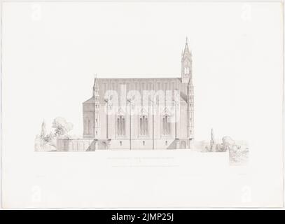 Lange Ludwig (1808-1868), Monumentalkirche (Votivkirche). (Aus: L. lange, Werke höherer Architektur, 1856) (ohne Datum): Seitenansicht. Druck auf Karton, 50,5 x 68,5 cm (inklusive Scankanten) lange Ludwig (1808-1868): Werke der höheren Baukunst, Darmstadt 1856. Monumentalkirche Stockfoto