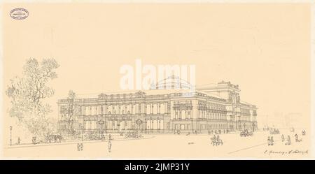 Giesenberg & Stöckhardt, Reichstag, Berlin (1882): Perspektivansicht vom Brandenburger Tor. Tinte auf Karton, 38,5 x 75,7 cm (inklusive Scankanten) Giesenberg & Stöckhardt : Reichstag, Berlin. Zweiter Wettbewerb Stockfoto