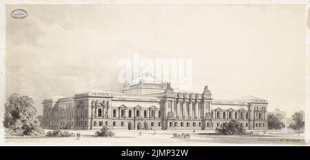 Giesenberg & Stöckhardt, Reichstag, Berlin (1882): Perspektivansicht vom Alsenplatz. Tusche Aquarell auf der Schachtel, 39,5 x 84,1 cm (inklusive Scankanten) Giesenberg & Stöckhardt : Reichstag, Berlin. Zweiter Wettbewerb Stockfoto