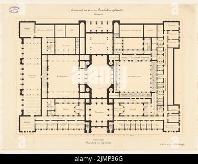 Giesenberg & Stöckhardt, Reichstag, Berlin (1882): Lageplan Logenhöhe 1: 200. Tinte auf Karton, 62,7 x 81 cm (inklusive Scankanten) Giesenberg & Stöckhardt : Reichstag, Berlin. Zweiter Wettbewerb Stockfoto