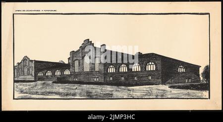 Poelzig Hans (1869-1936), Verwaltungsgebäude in Römergrube bei Rybnik. Umbau des Zechenhauses (1914): Blick. Material/Technik N.N. aufgezeichnet, 69 x 137,4 cm (inklusive Scankanten) Poelzig Hans (1869-1936): Verwaltungsgebäude, Römergrube bei Rybnik. Umbau des Zechenhauses Stockfoto