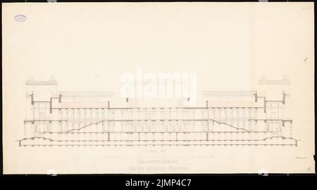 Strack & Herrmann, Reichstag, Berlin. Erster Wettbewerb (1872): Cut O-P. Tusche Aquarell auf der Schachtel, 67,2 x 121,2 cm (inklusive Scankanten) Strack & Herrmann : Reichstag, Berlin. Erster Wettbewerb Stockfoto