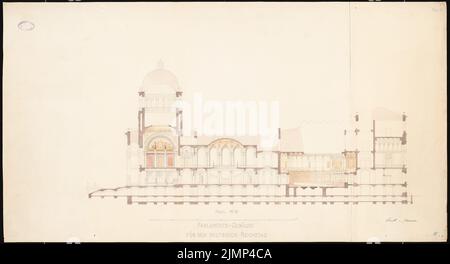 Strack & Herrmann, Reichstag, Berlin. Erster Wettbewerb (1872): Cut M-N. Tusche Aquarell auf der Schachtel, 68,2 x 125,7 cm (inklusive Scankanten) Strack & Herrmann : Reichstag, Berlin. Erster Wettbewerb Stockfoto