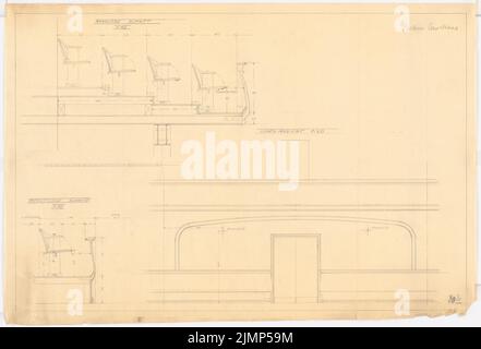 Poelzig Hans (1869-1936), Konzertsaal in Breslau. Umbau (1925): Lodge ansehen 1:20, Cuts-Lodge, Parkett-Lodge 1:10. Bleistift auf Transparent, 58 x 85,2 cm (inklusive Scan-Kanten) Poelzig Hans (1869-1936): Konzerthaus, Breslau. Umbau Stockfoto