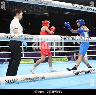 NEC Birmingham, Birmingham, Großbritannien. 7. August 2022. Common Wealth Games 2022: .NIKHAT (IND) gewann Gold gegen Northern Island (Bildquelle: © Seshadri Sukumar/ZUMA Press Wire) Bildquelle: ZUMA Press, Inc./Alamy Live News Stockfoto