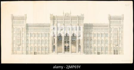 Stier Wilhelm (1799-1856), Rathaus in Hamburg (1854): Vorderansicht. Tusche Aquarell auf der Schachtel, 63,9 x 133,6 cm (inklusive Scan-Kanten) Stier Wilhelm (1799-1856): Rathaus, Hamburg Stockfoto