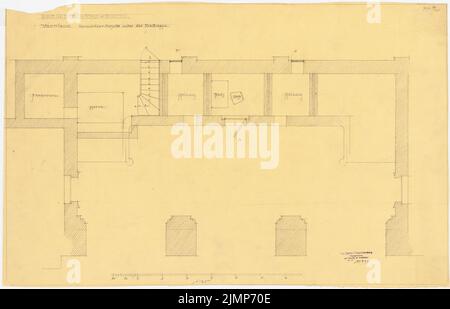 Messel Alfred (1853-1909), Darmstadt Bank für Handel und Industrie, Berlin. Neue Anlage (1902-1902): Grundriss Vestibülstreppe bis UG 1:25. Bleistift auf transparent, 47,2 x 73,5 cm (inklusive Scankanten) Messel Alfred (1853-1909): Darmstädter Bank für Handel und Industrie, Berlin. Neueinrichtung Stockfoto