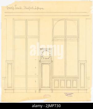 Messel Alfred (1853-1909), Darmstadt Bank für Handel und Industrie, Berlin. Neue Anlage (1902-1902): Zusammenfassung im 1.. Stock, Uhr. Bleistift auf transparent, 57,3 x 52,1 cm (inklusive Scankanten) Messel Alfred (1853-1909): Darmstädter Bank für Handel und Industrie, Berlin. Neueinrichtung Stockfoto
