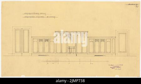 Messel Alfred (1853-1909), Darmstadt Bank für Handel und Industrie, Berlin. Neuaufbau (1902-1902): Zuschauerraum, Garderobe. Bleistift auf transparent, 28,8 x 52,3 cm (inklusive Scankanten) Messel Alfred (1853-1909): Darmstädter Bank für Handel und Industrie, Berlin. Neueinrichtung Stockfoto