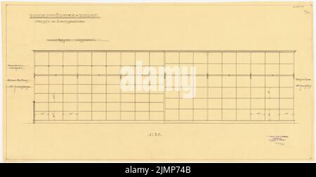 Messel Alfred (1853-1909), Darmstadt Bank für Handel und Industrie, Berlin. Neue Einrichtung (1902-1902): Regale im Dachgeschoss-Archiv 1:20. Bleistift auf transparent, 38,4 x 74,4 cm (inklusive Scankanten) Messel Alfred (1853-1909): Darmstädter Bank für Handel und Industrie, Berlin. Neueinrichtung Stockfoto