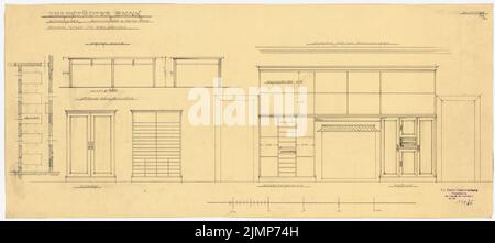Messel Alfred (1853-1909), Darmstadt Bank für Handel und Industrie, Berlin. Neue Fazilität (1902-1902): Mobiliar im Rechnungswesen. Bleistift auf transparent, 31,2 x 69,9 cm (inklusive Scankanten) Messel Alfred (1853-1909): Darmstädter Bank für Handel und Industrie, Berlin. Neueinrichtung Stockfoto