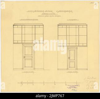 Messel Alfred (1853-1909), Darmstadt Bank für Handel und Industrie, Berlin. Neue Einrichtung (03/17/1903): Oberlichtwände in der Toilette. Bleistift auf transparent, 34 x 36,6 cm (inklusive Scankanten) Messel Alfred (1853-1909): Darmstädter Bank für Handel und Industrie, Berlin. Neueinrichtung Stockfoto