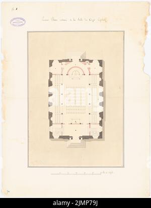 Grandjean de Montigny Auguste (1776-1850), Tagungsraum. Umrechnung (ohne Datum): Grundrissplan. Tusche Aquarell auf Papier, 59,4 x 45,1 cm (inklusive Scankanten) Grandjean de Montigny Auguste (1776-1850): Kirche, Kassel-Unterneustadt Stockfoto