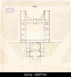 Grandjean de Montigny Auguste (1776-1850), parlament. (?) (Ohne Dat.): Grundriß. Tusche Aquarell auf Papier, 39,1 x 38,2 cm (inklusive Scankanten) Grandjean de Montigny Auguste (1776-1850): Parlamentsgebäude, Kassel (?) Stockfoto