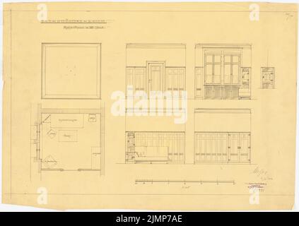 Messel Alfred (1853-1909), Darmstadt Bank für Handel und Industrie, Berlin. Neueinrichtung (02.05.1902): Direktion ruid Raum 1:25. Bleistift auf transparent, 52 x 73,4 cm (inklusive Scankanten) Messel Alfred (1853-1909): Darmstädter Bank für Handel und Industrie, Berlin. Neueinrichtung Stockfoto