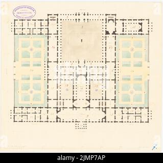 Grandjean de Montigny Auguste (1776-1850), parlament. (?) (Ohne Dat.): Grundriß. Tusche, Tusche farbig, Aquarell auf Karton, 30,2 x 32,1 cm (inklusive Scankanten) Grandjean de Montigny Auguste (1776-1850): Kaiserliches Palais, Rio (?) Stockfoto