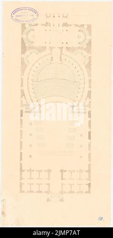 Grandjean de Montigny Auguste (1776-1850), Theater (ohne Datum): Grundriß. Tusche Aquarell auf Papier, 37,9 x 18,9 cm (inklusive Scankanten) Grandjean de Montigny Auguste (1776-1850): Theater, Kassel-Wilhelmshöhe (?) Stockfoto