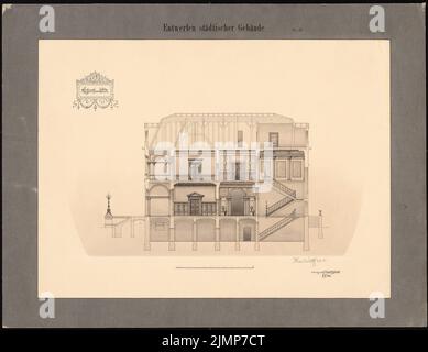 Müßigbrodt Paul Heinrich (1858-1923), Villa (01.08.1881): Querschnitt. Tinte auf Karton, 62 x 80,4 cm (inklusive Scankanten) Müßigbrodt Paul Heinrich (1858-1923): Villa Stockfoto