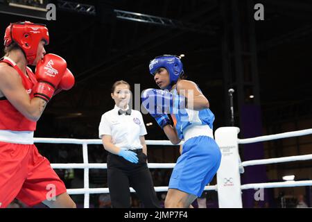 NEC Birmingham, Birmingham, Großbritannien. 7. August 2022. Common Wealth Games 2022: .NIKHAT (IND) gewann Gold gegen Northern Island (Bildquelle: © Seshadri Sukumar/ZUMA Press Wire) Bildquelle: ZUMA Press, Inc./Alamy Live News Stockfoto