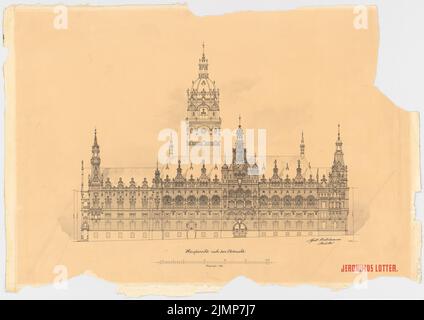 Neckelmann Skjold (1854-1903), Rathaus in Leipzig (1897): Ansicht, 1: 200. Tusche Aquarell auf der Schachtel, 71,8 x 101,5 cm (inklusive Scan-Kanten) Neckelmann Skjold (1854-1903): Rathaus, Leipzig Stockfoto