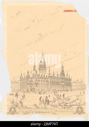 Neckelmann Skjold (1854-1903), Rathaus in Leipzig (1897): Perspektivansicht. Tinte auf Karton, 98,8 x 72,6 cm (inklusive Scankanten) Neckelmann Skjold (1854-1903): Rathaus, Leipzig Stockfoto