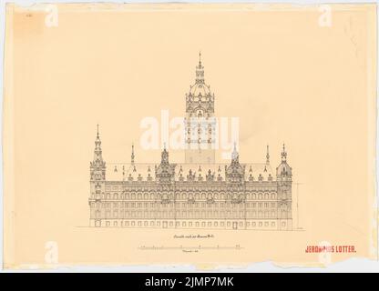 Neckelmann Skjold (1854-1903), Rathaus in Leipzig (1897): Rückansicht, 1: 200. Tinte auf Karton, 73,3 x 101,6 cm (inklusive Scankanten) Neckelmann Skjold (1854-1903): Rathaus, Leipzig Stockfoto