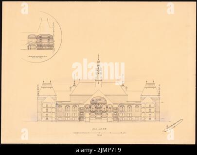 Neckelmann Skjold (1854-1903), Rathaus Hannover (1896): Cut, 1: 200. Tusche Aquarell auf der Schachtel, 66,9 x 90,4 cm (inklusive Scan-Kanten) Neckelmann Skjold (1854-1903): Rathaus, Hannover Stockfoto