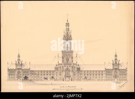 Neckelmann Skjold (1854-1903), Rathaus Hannover (1896): Hauptansicht, 1: 200. Tusche Aquarell auf der Schachtel, 66,7 x 97 cm (inklusive Scan-Kanten) Neckelmann Skjold (1854-1903): Rathaus, Hannover Stockfoto