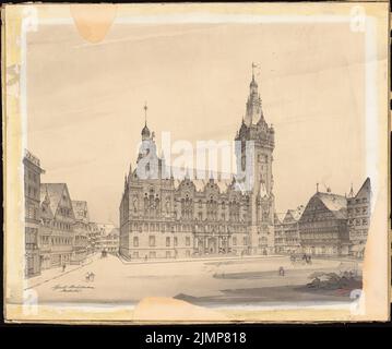 Neckelmann Skjold (1854-1903), Rathaus in Stuttgart (1895): Perspektivansicht. Tusche Aquarell, weiß auf Karton aufgezogen, 66,1 x 79 cm (inklusive Scankanten) Neckelmann Skjold (1854-1903): Rathaus, Stuttgart Stockfoto