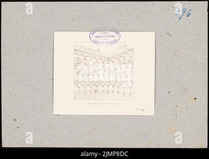 Nohl Maximilian (1830-1863), Palazzo Real, Palermo (22. März 1859): Blick auf den Hof. Bleistift auf Papier, 21,8 x 30,5 cm (inklusive Scankanten) Nohl Maximilian (1830-1863): Palazzo reale, Palermo Stockfoto