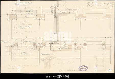 Giesenberg Edgar (1851-1892), Königliche Oper in Berlin (ohne dat.): Proverzium des 1.. Ranges: Schnitte und Ansicht. Tinte, Bleistift, Tinte auf Karton, 37,2 x 57,9 cm (inklusive Scankanten) Giesenberg Edgar (1851-1892): Königliche Oper, Berlin Stockfoto