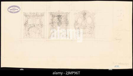 Giesenberg Edgar (1851-1892), Königliche Oper in Berlin. (?) (Ohne DAT.): Details der Wanddekoration. Bleistift auf der Schachtel, 25,2 x 47,4 cm (inklusive Scan-Kanten) Giesenberg Edgar (1851-1892): Königliche Oper, Berlin (?) Stockfoto