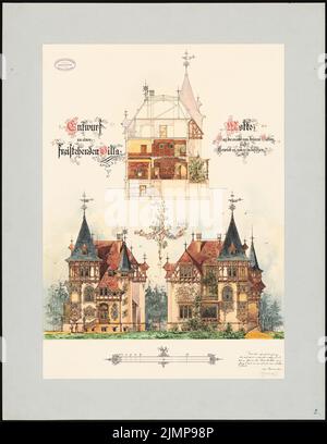 Goebel Erich (gest. 1867), Villa (1890-1890): 2 Aufrufe, 1 Durchschnitt 1: 100. Tusche Aquarell auf der Schachtel, 90,1 x 69,8 cm (inklusive Scan-Kanten) Goebel Erich (geb. 1867): Villa Stockfoto