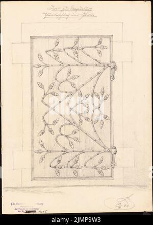Lehmstübner Paul (1855-1916), Magdeburger Dom (13. April 1894): Türbeschlag im Chor. Bleistift auf der Schachtel, 35,2 x 25,2 cm (inklusive Scankanten) Lehmstübner Paul (1855-1916): Dom, Magdeburg Stockfoto