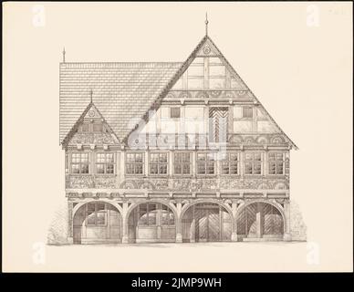 Lehmmübner Paul (1855-1916), Rathaus in Schwalenberg (1896): Obere Voransicht 1:50. Druck auf Karton, 50,6 x 65,4 cm (inklusive Scankanten) Lehmstübner Paul (1855-1916): Rathaus, Schwalenberg Stockfoto