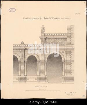 Bull Hubert (1838-1907), Hauptbahnhof Frankfurt am Main. Empfangsgebäude (15. November 1880): Fassade Detail 1:50. Tusche Aquarell auf der Schachtel, 63,9 x 55,7 cm (inklusive Scankanten) Stier d. Ä. Hubert (1838-1907): Hauptbahnhof, Frankfurt Am Main. Empfagsgebäude Stockfoto