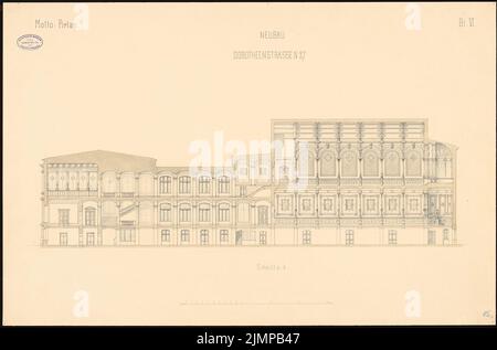 Schwatlo Carl (1831-1884), Logenhaus Royal York, Berlin (1880): Querschnitt. Tusche Aquarell auf der Schachtel, 57,2 x 86,6 cm (inklusive Scan-Kanten) Schwatlo Carl (1831-1884): Logengebäude Royal York, Berlin Stockfoto